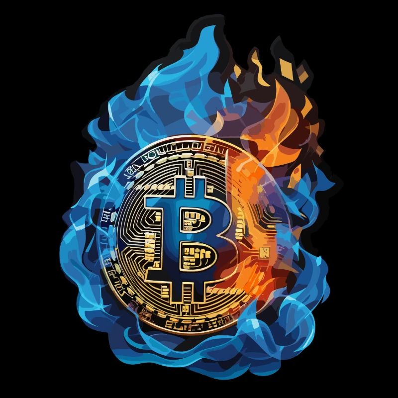 Blue Burning Bitcoin - cryptic enthusiasm
