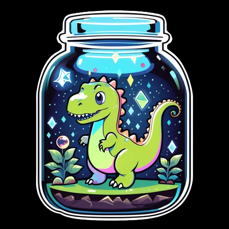 Dinosaurier in einem Cartoon-Glas