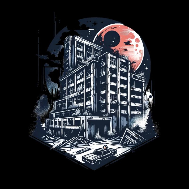 Urbex bâtiment abandonné dans un style vector