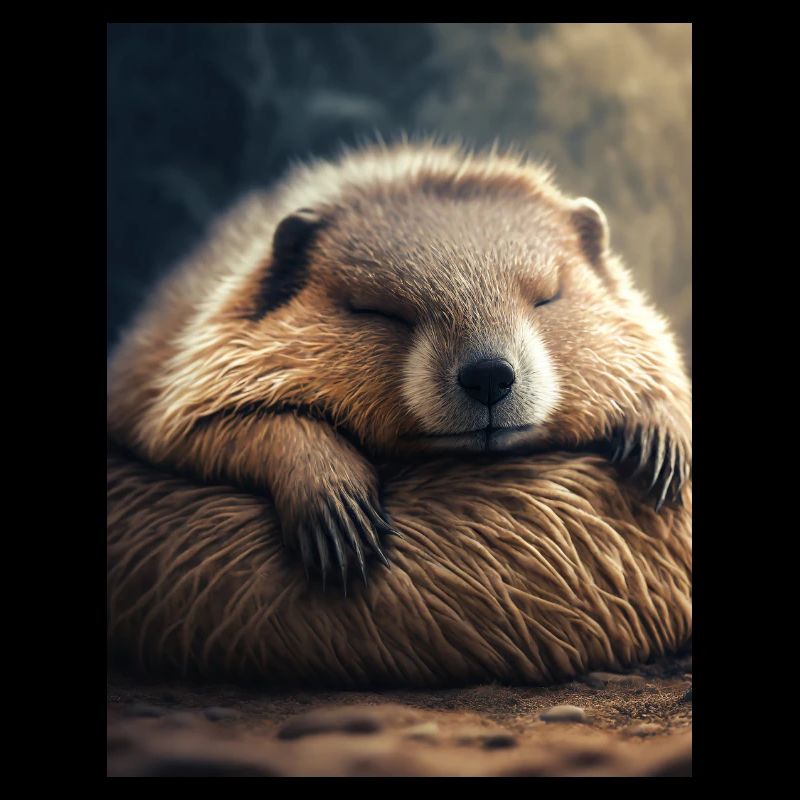 Cute animals doing hibernation – marmot