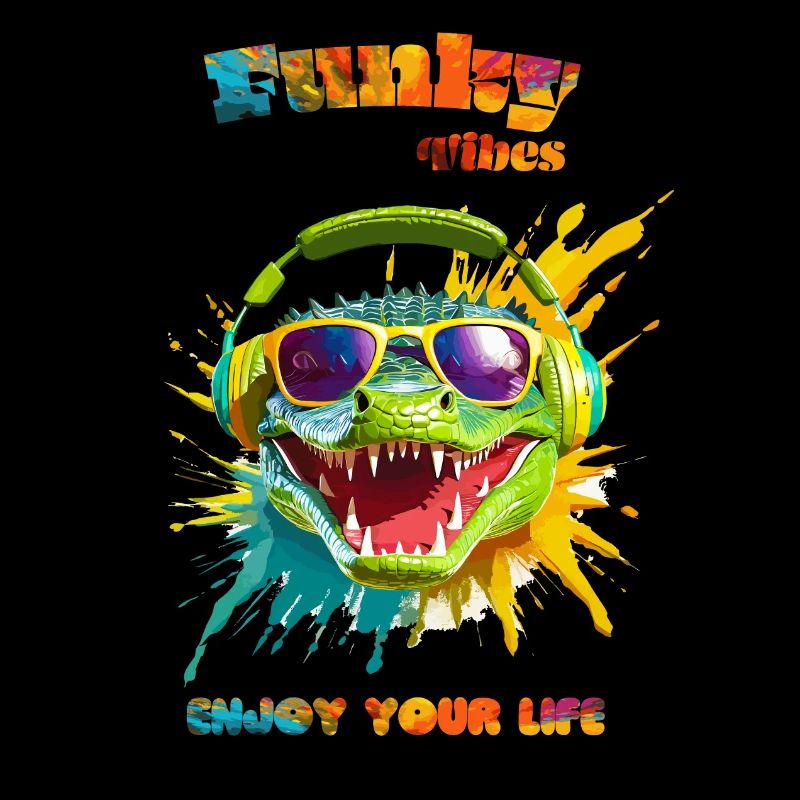 Funky Vibes. Genieße dein Leben. Krokodil