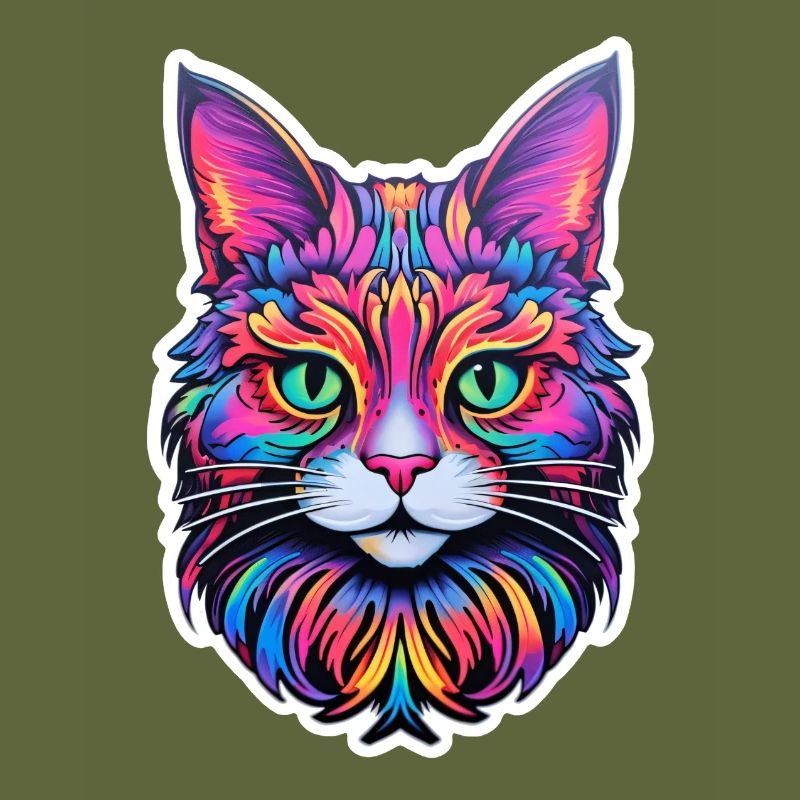 Cat Illustration Psychedelic