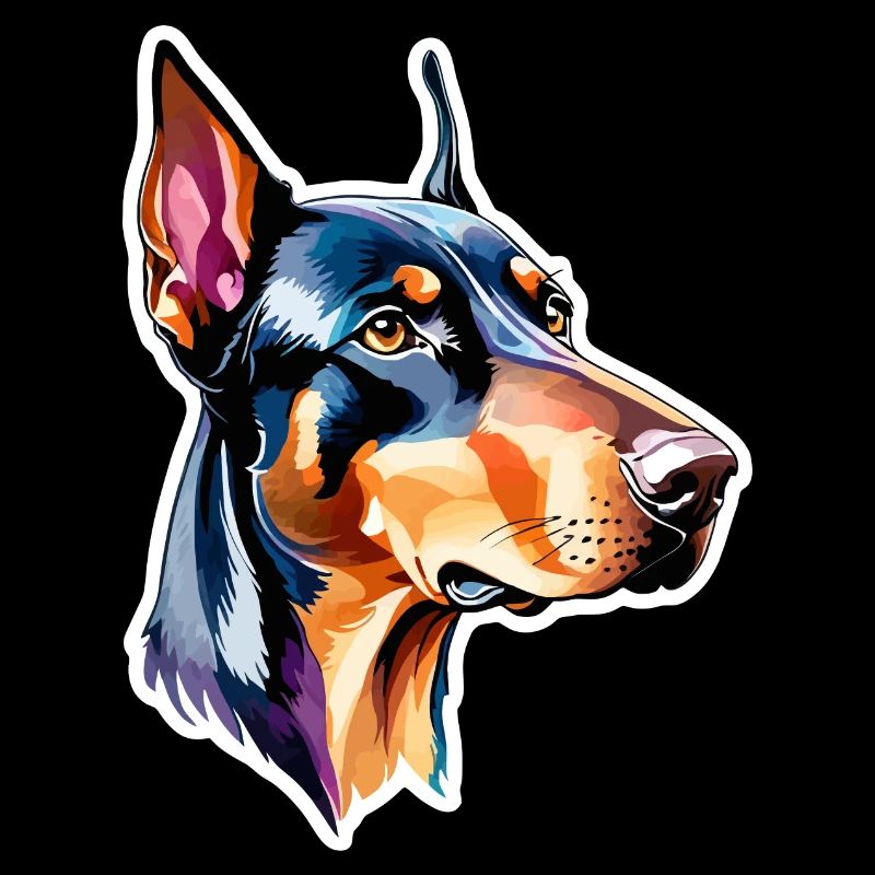 Dobermann Wasserfarben