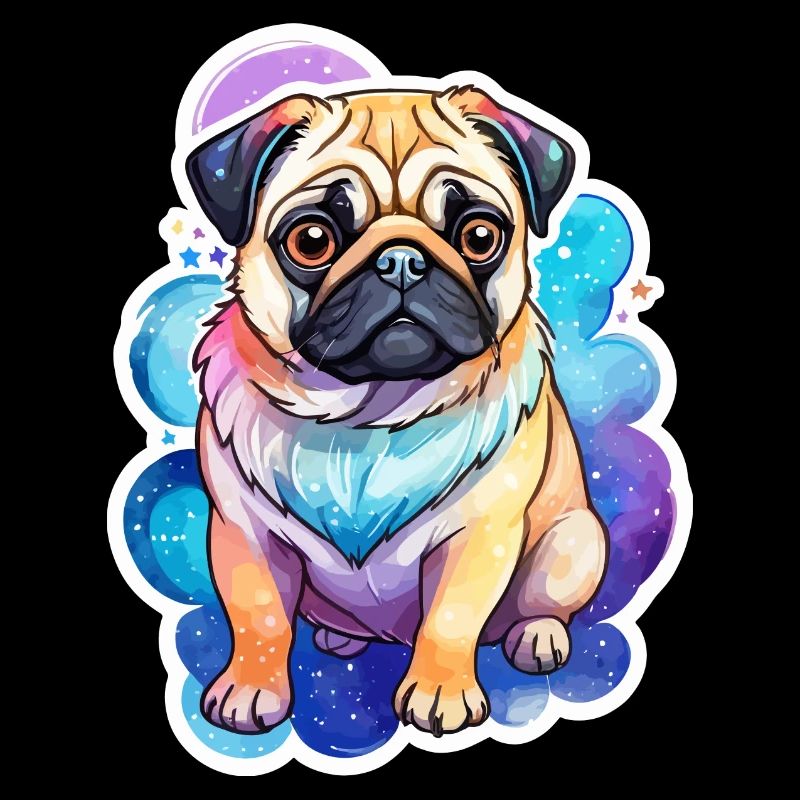 Mops Wasserfarben