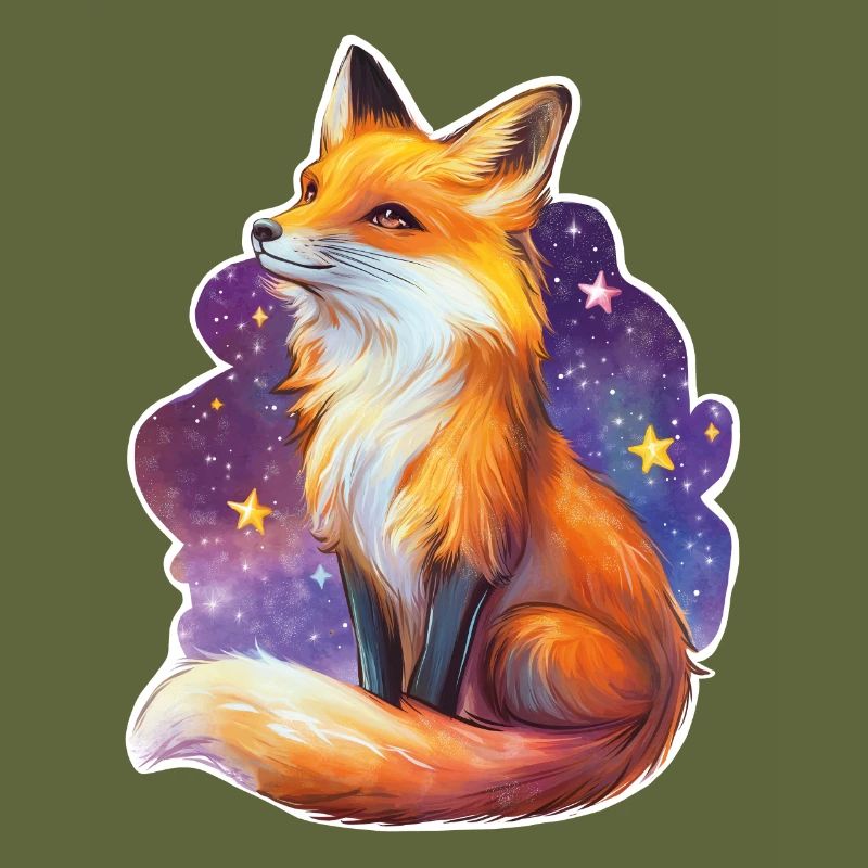 Fox and starry sky