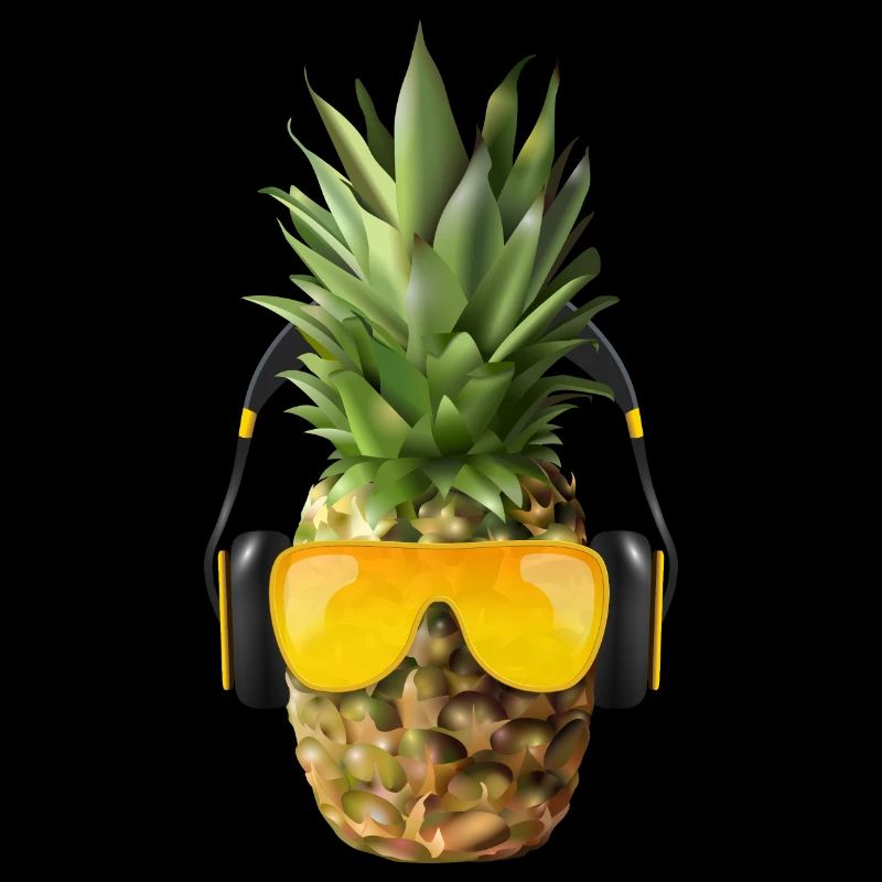 Ananas mit Kopfhörer