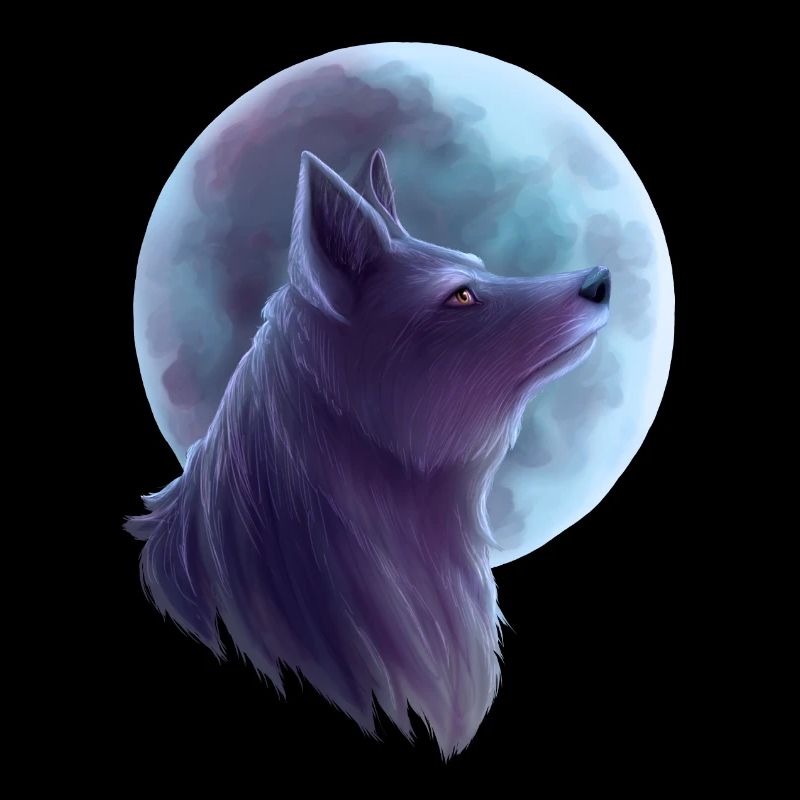 Wolf vor Silber Mond