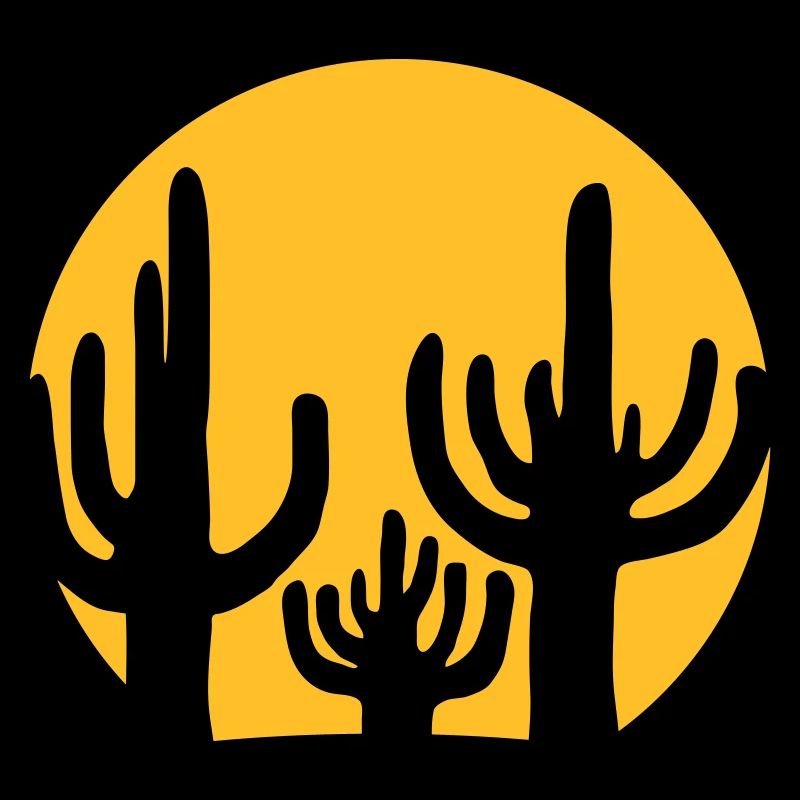 Round Silhouette Cactus Sun