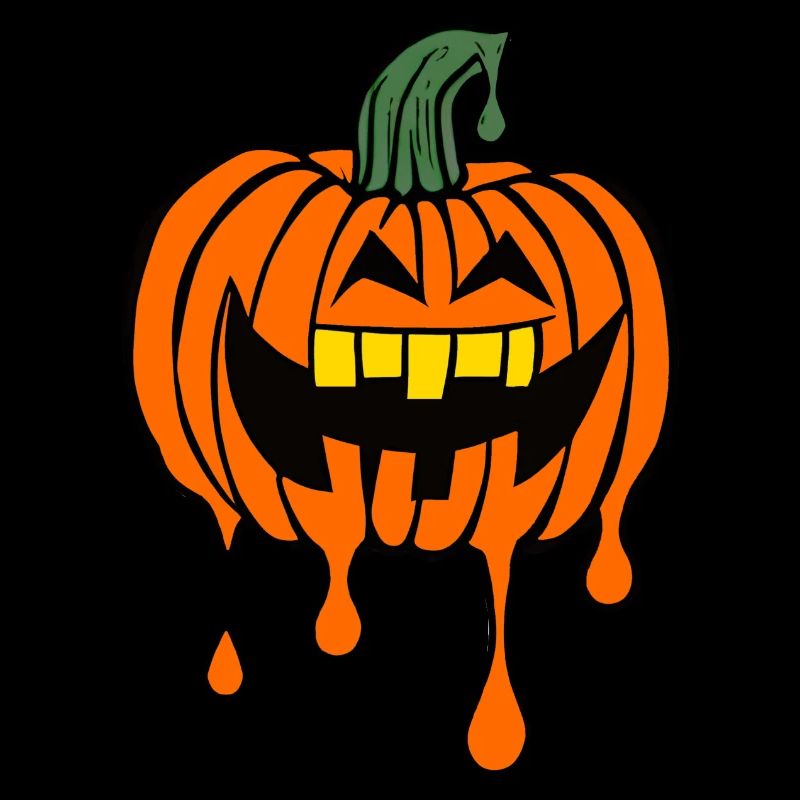 Halloween pumpkin, dripping, cartoon, laughing