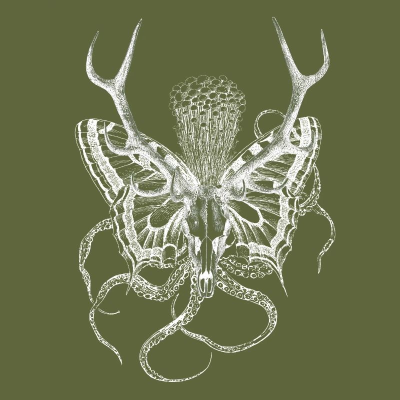 Surreal artwork, psychedelic deer skull