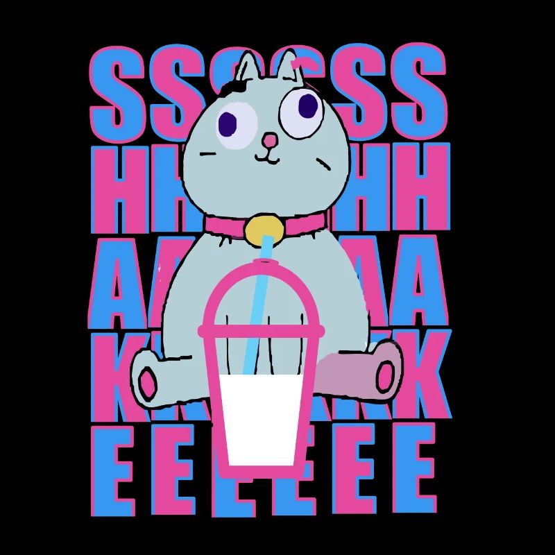 cute cat drinking milk shake