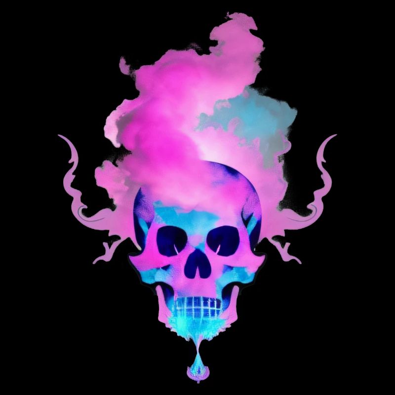 Fire Skull Smoke Pink Skeleton Flames 12