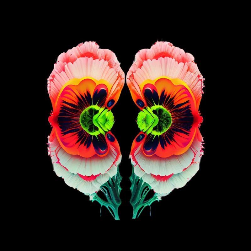 Psychedelic poppy flowers