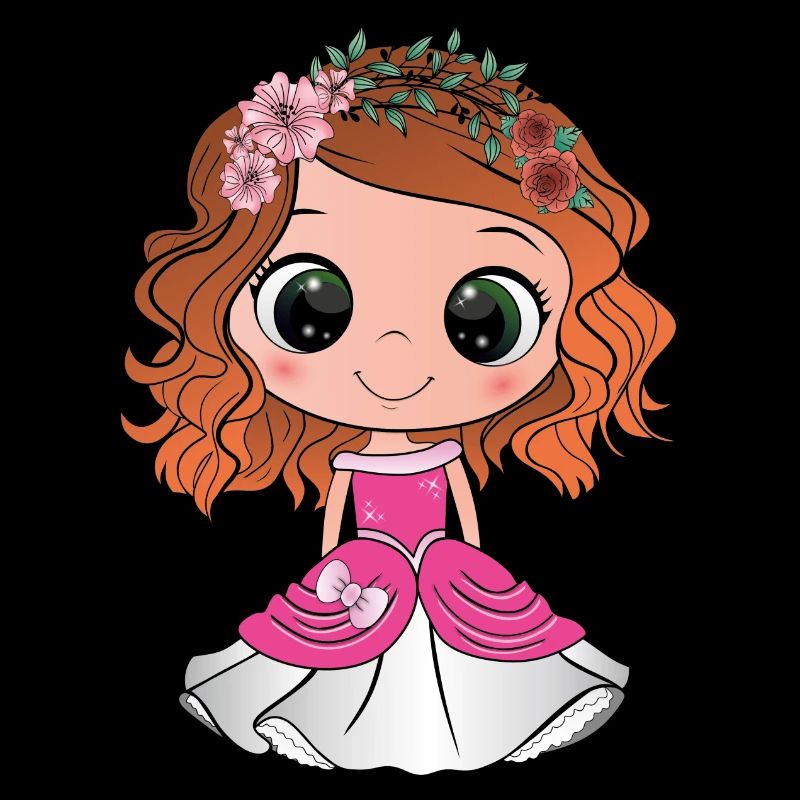 Princesse rousse aux yeux verts et une robe rose