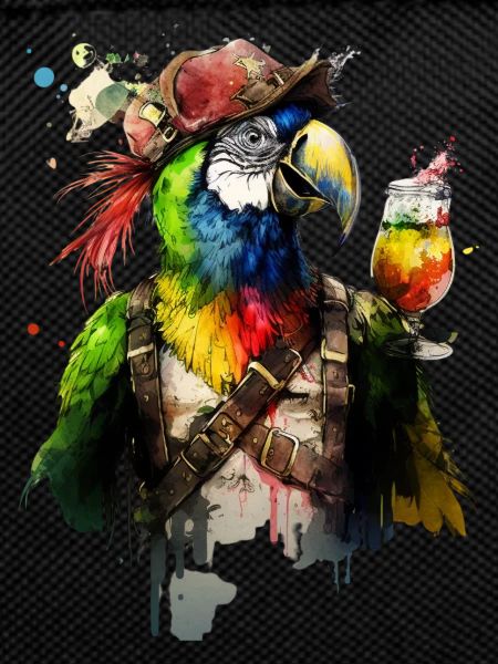 Cool parrot pirate with beer.