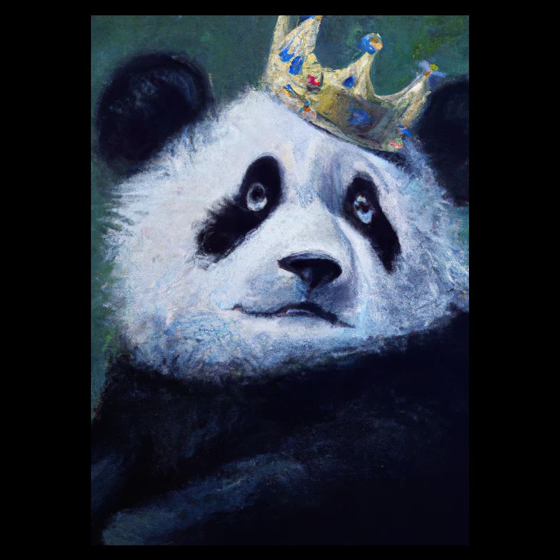 Panda with Crown Oil Painting