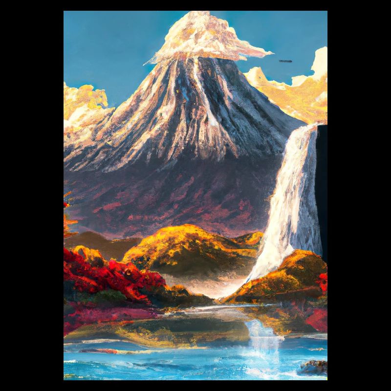 Japan Tower Wasserfall Gemälde