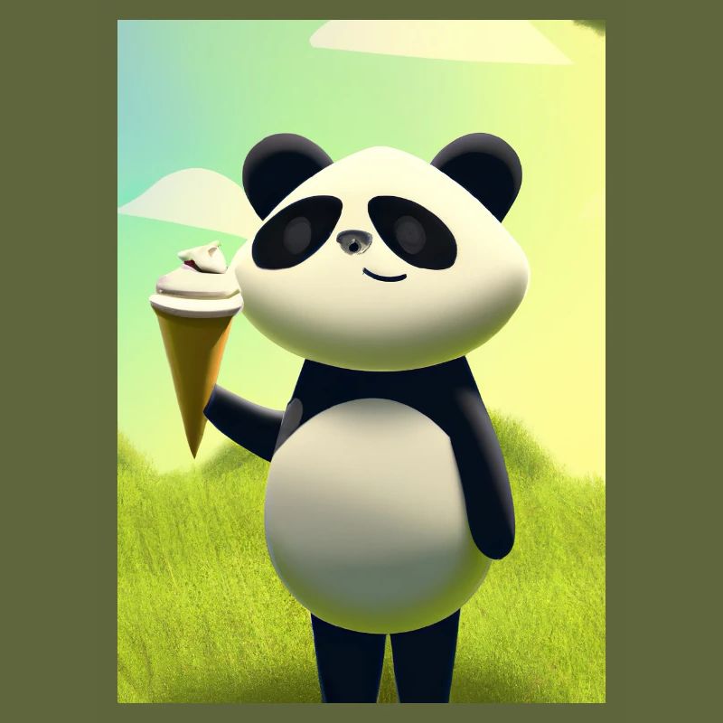 Panda mit Eiscreme