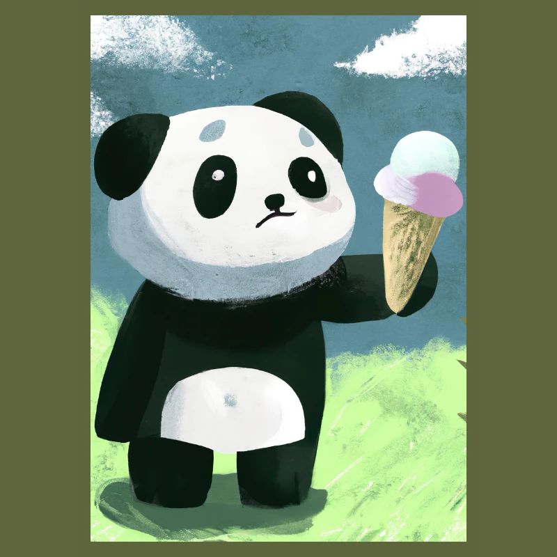 Panda mit Eiscreme