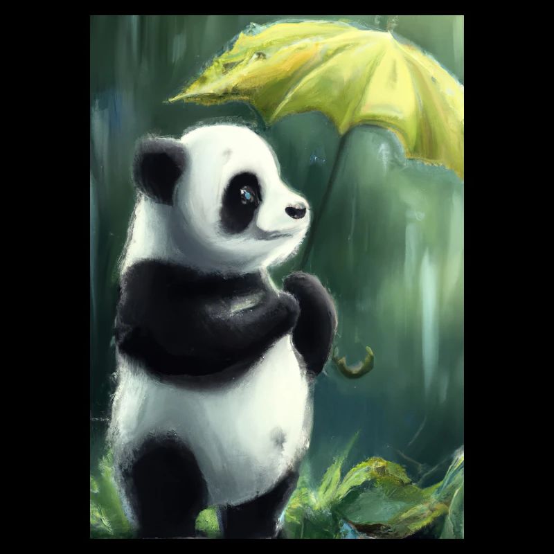Panda mit Blattschirm