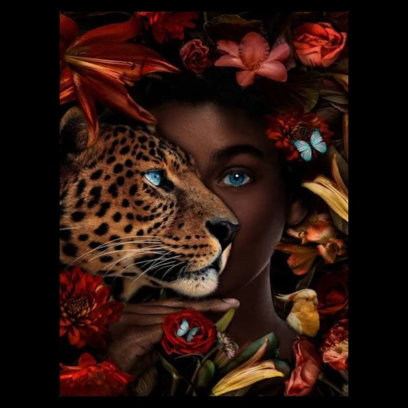 Leopard mit Menschen Gesicht