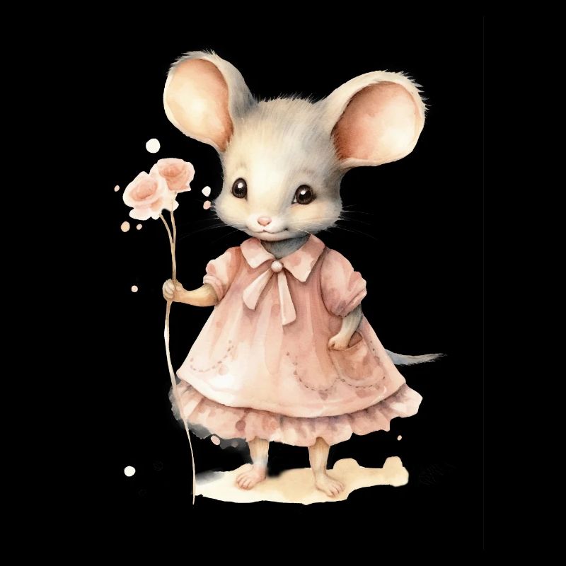 Bébé souris peinte à la main, aquarelles