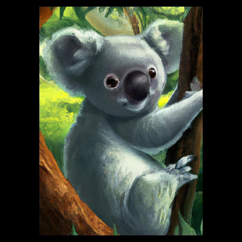 Ein Koala hängt an einem Baum