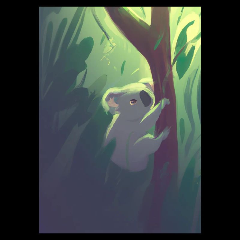 Ein Koala hängt an einem Baum