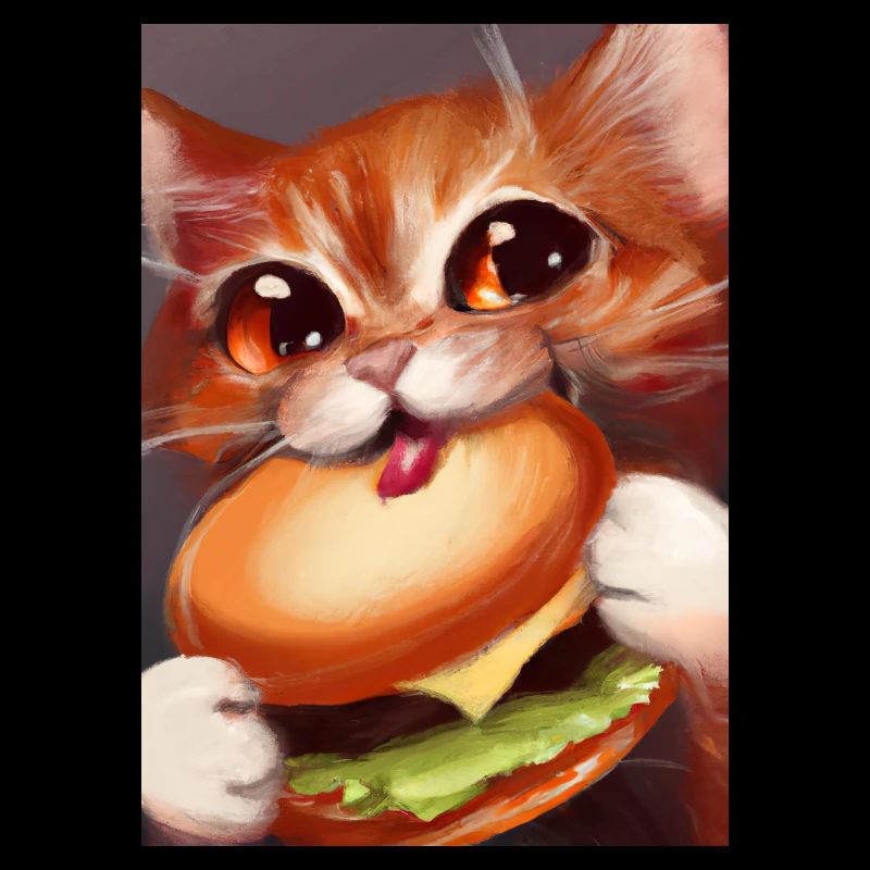 Katze frisst Burger