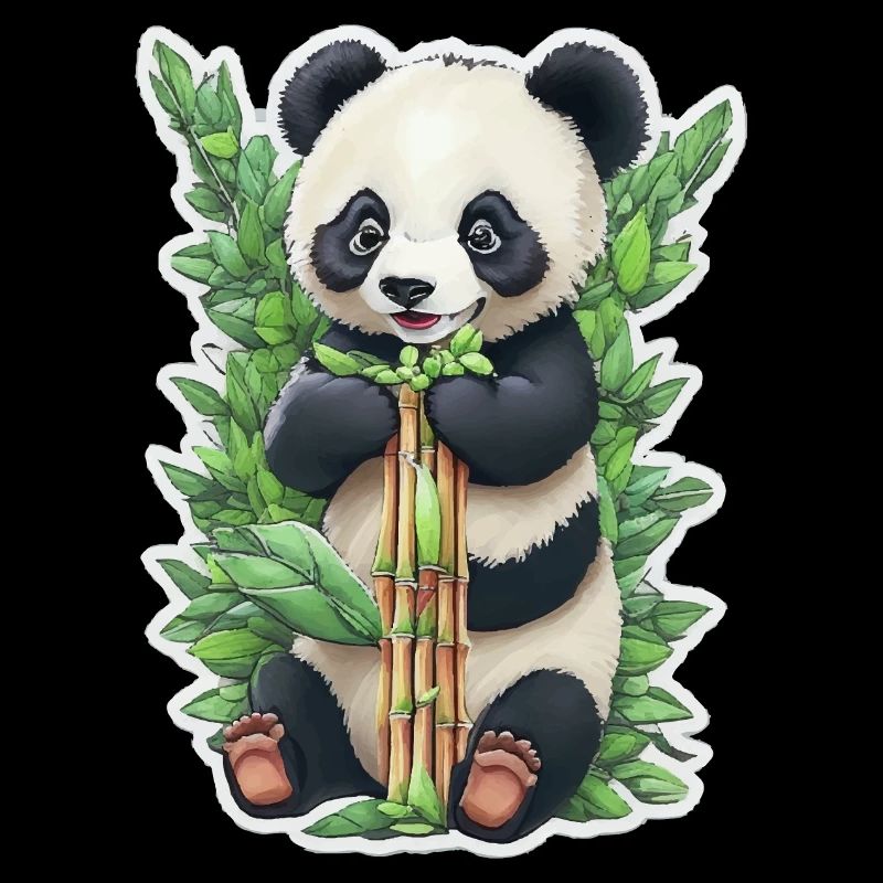 L’ours panda mange du bambou