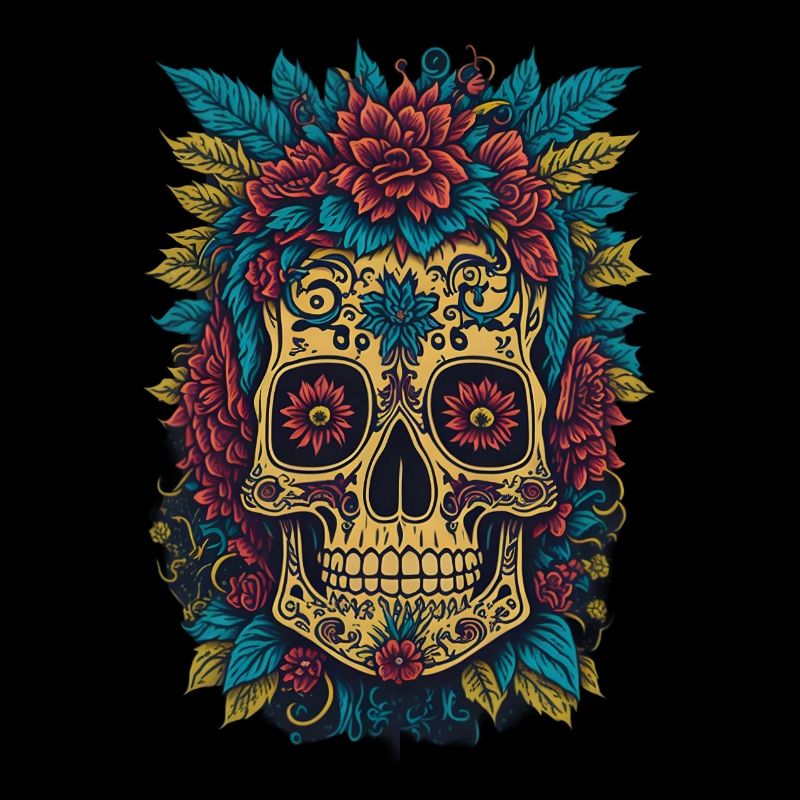 Crâne avec fleurs Gothique Cool