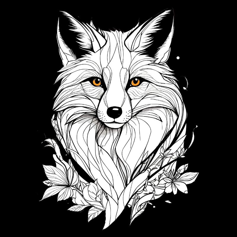 Cute Fox Face Floral