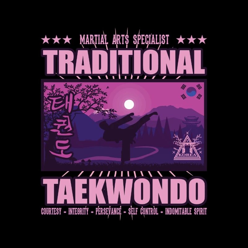 Taekwondo Corée Design, rose et violet