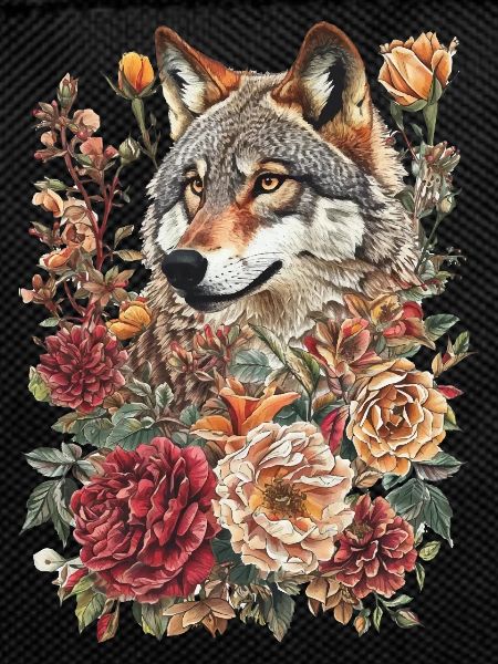 Wolf and flowers