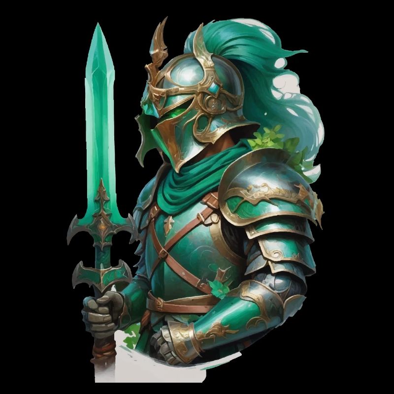 Chevalier en armure vêtu d’un vert vif