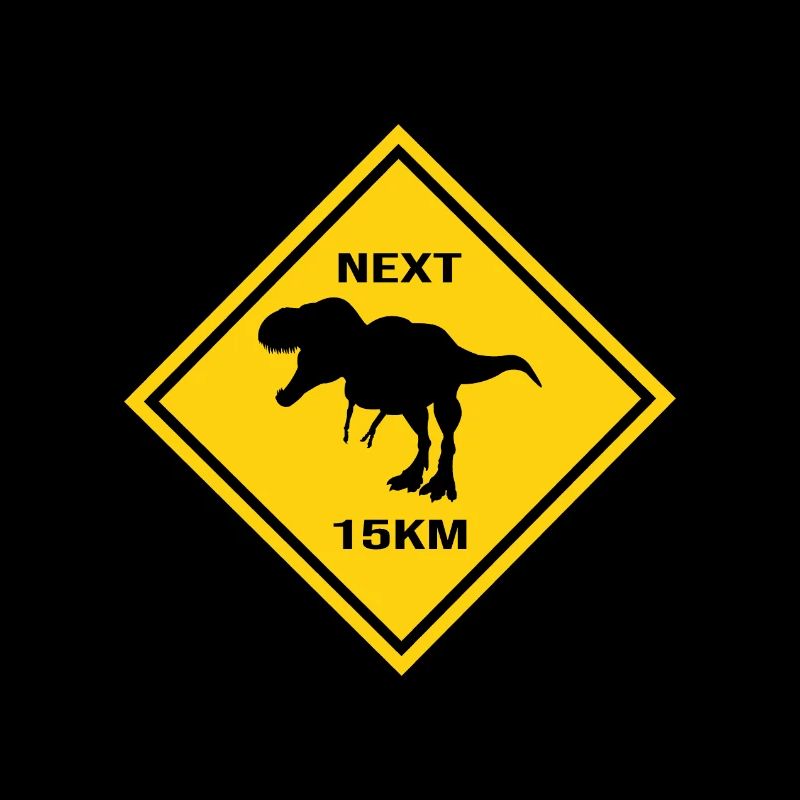 Attention: Albertosaurus crosses the road Design