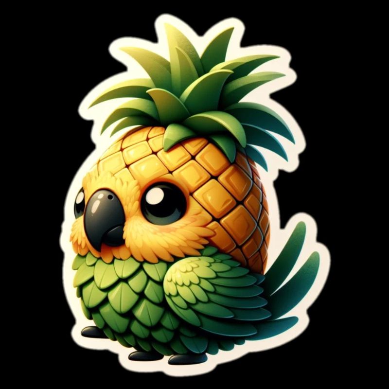 Cute little parrot as pineapple