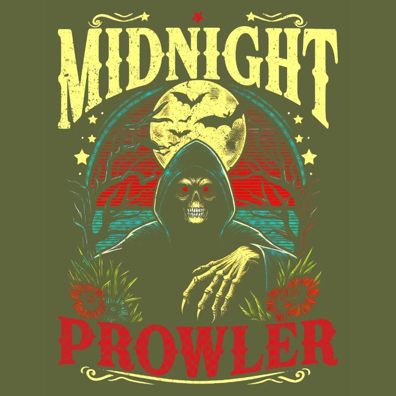 Comic VintageSkull Midnight Prowler im Retro Style