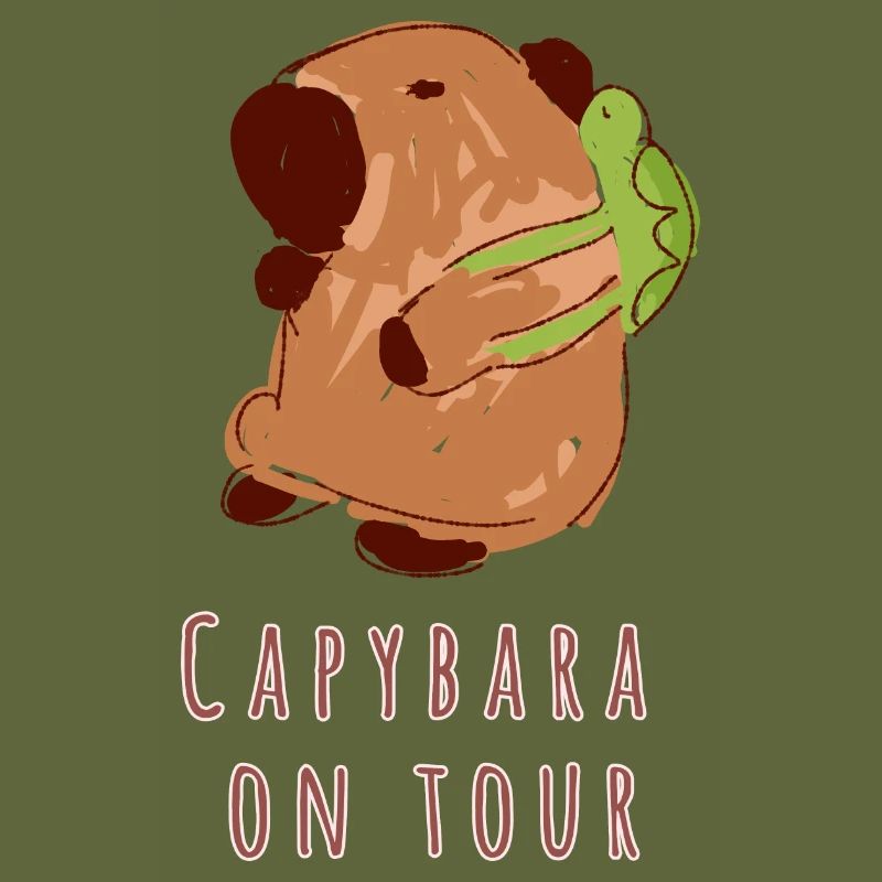 Capybara,backpack,turtle,on tour