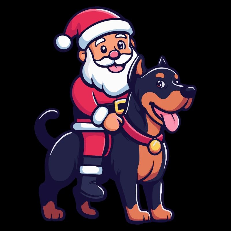 Dobermann Hund Weihnachtsmann Cartoon