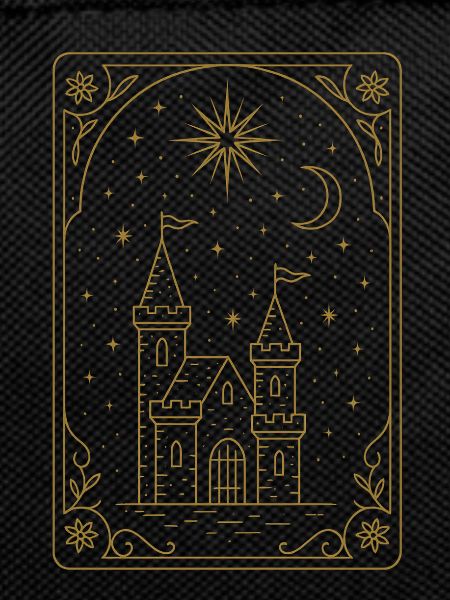 Tarot Card Castle Tower Night