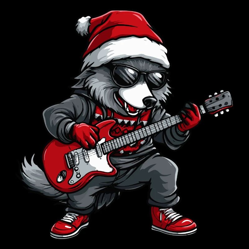 Wolf Christmas Rocker Guitar
