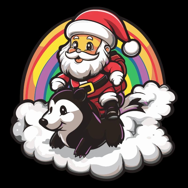 Stinktier Weihnachtsmann Regenbogen