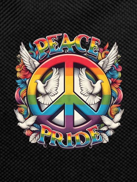 Peace Love Pride Rainbow Design
