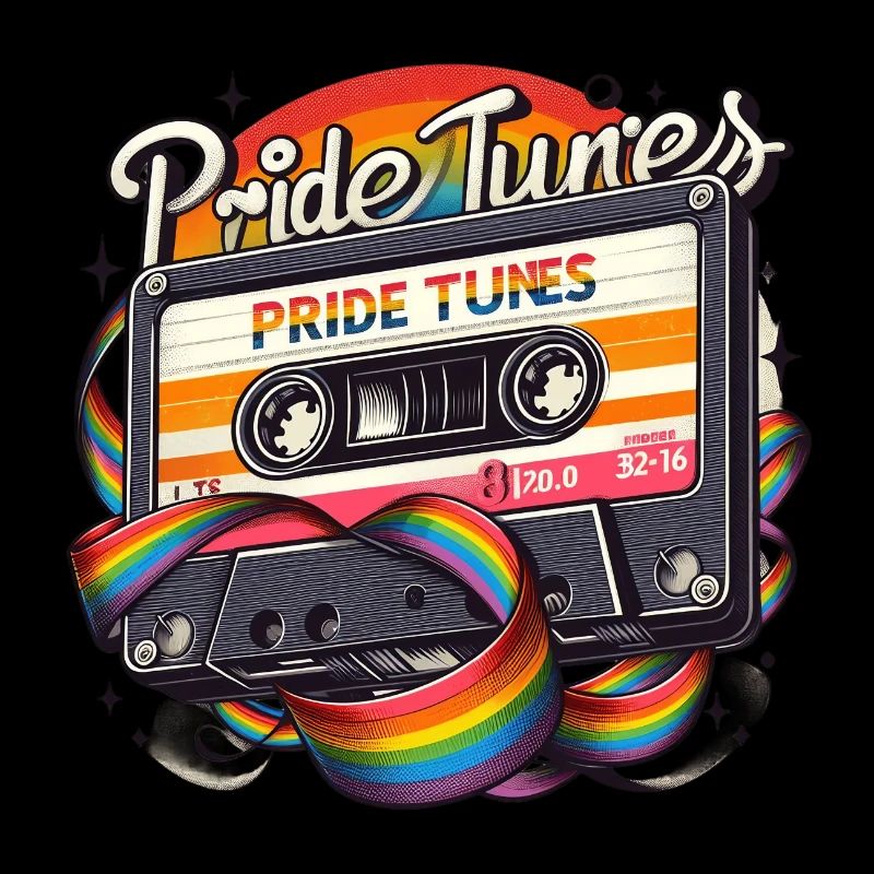 Pride Tunes Retro Rainbow Cassette Design