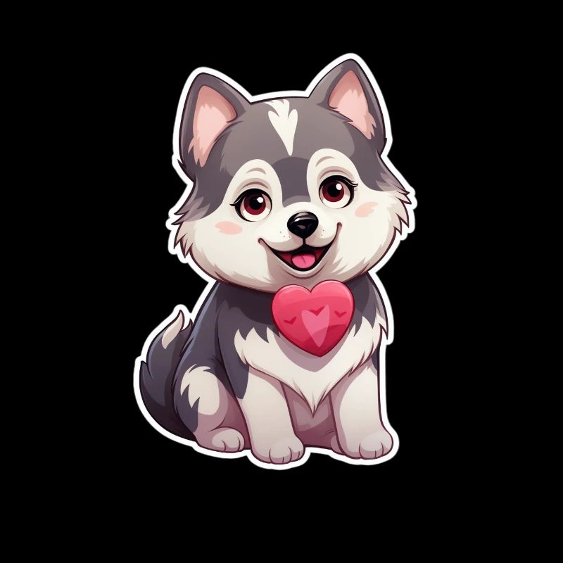 Husky chien amant maman et papa Saint-Valentin