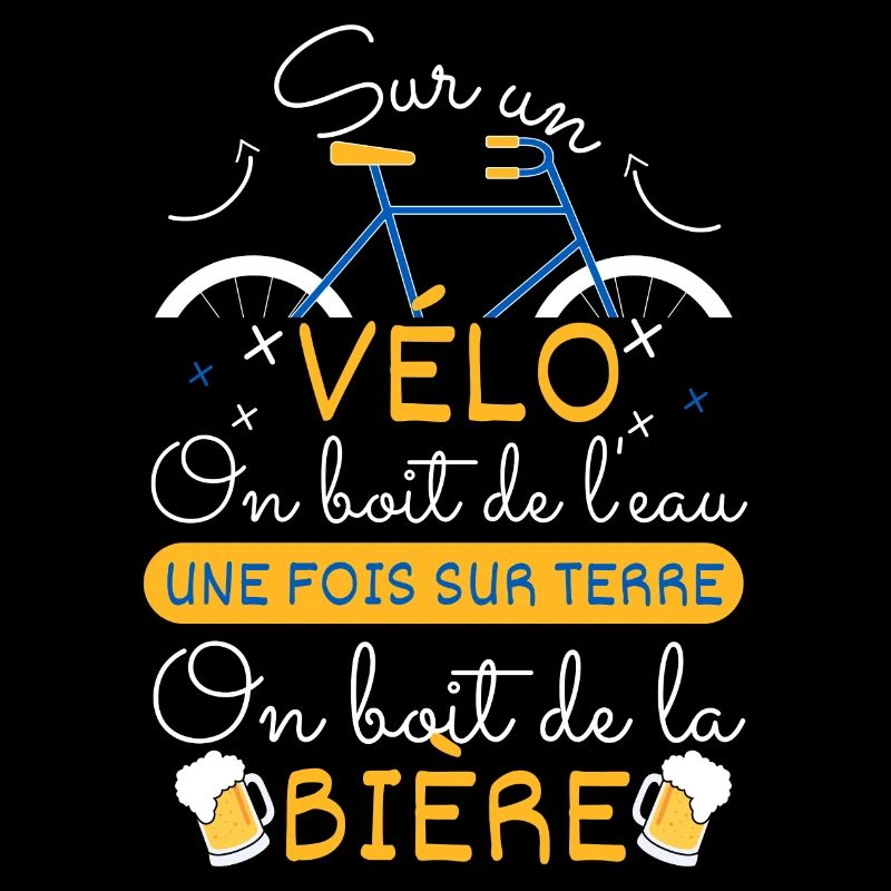 Sur un Vélo on boit de l eau sur terre de la bière