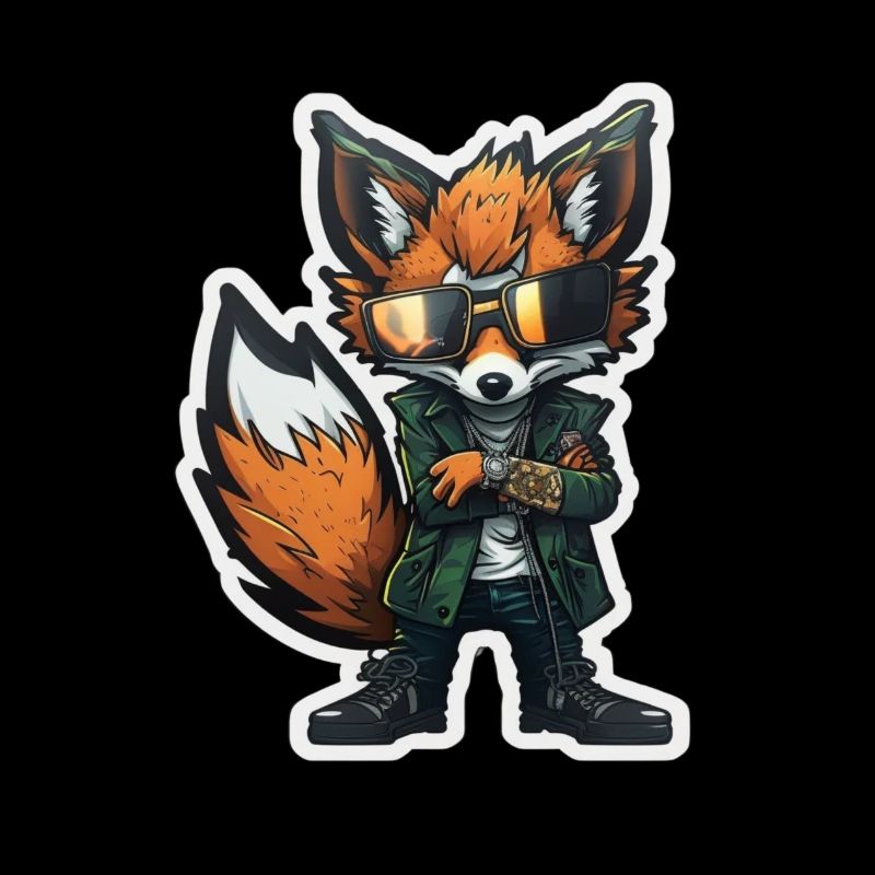 Gangsterfuchs mit Tattoos und Brille