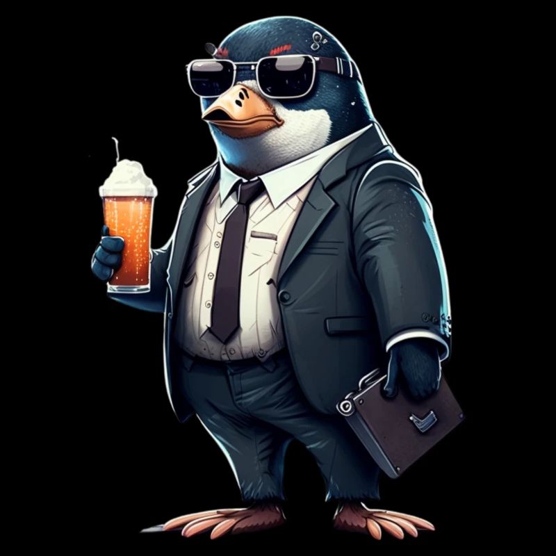 Cool beer-drinking penguin - suit up!