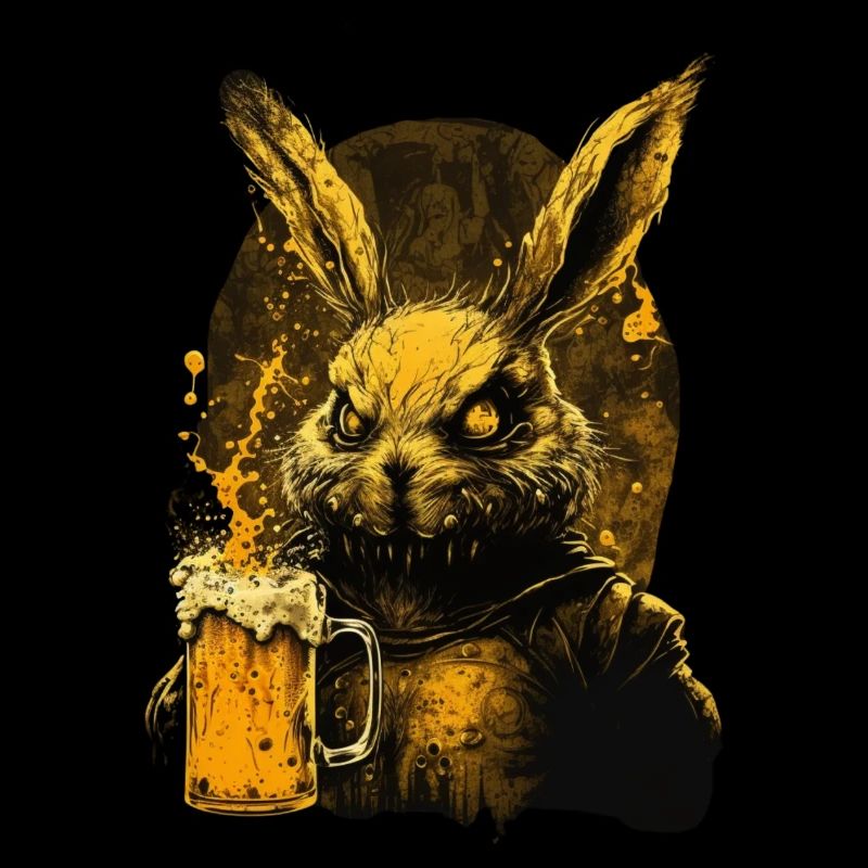 Cool crazy rabbit with beer